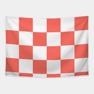 Coral and white checkerboard print Tapestry