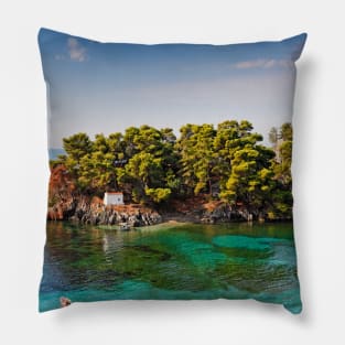 The islet of Panagia in Parga, Greece Pillow