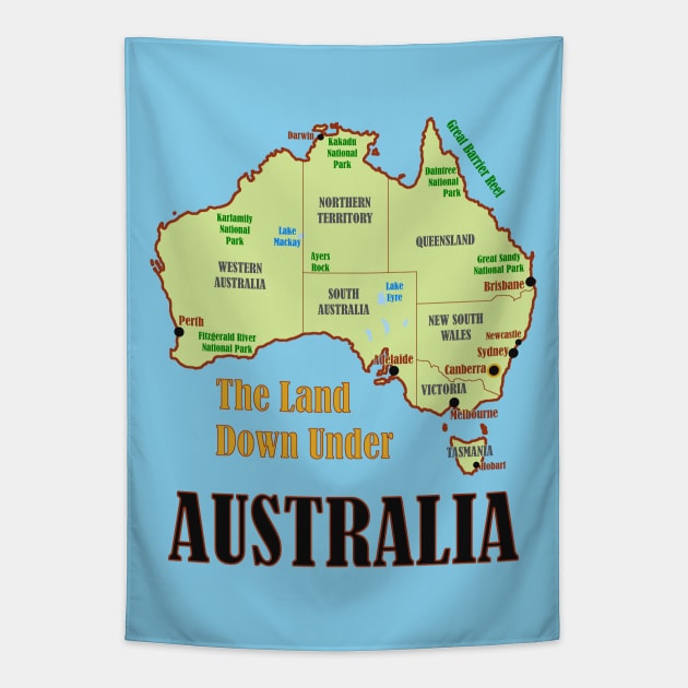 Australia Map Tapestry by Pr0metheus