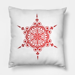 Festive Merry and Bright Red Snowflake - Christmas Holiday Season Pillow