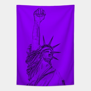 Statue of freedom fist held high Tapestry