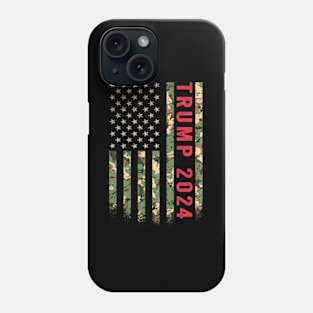 Trump 2024 President American Flag Camouflage Camo Veteran Phone Case