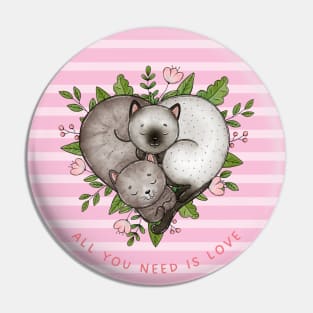 All You need is Love - Cat lined pink Pin