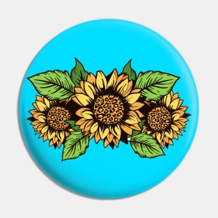 Cute Beautiful Yellow Sunflower Floral Artwork Pin