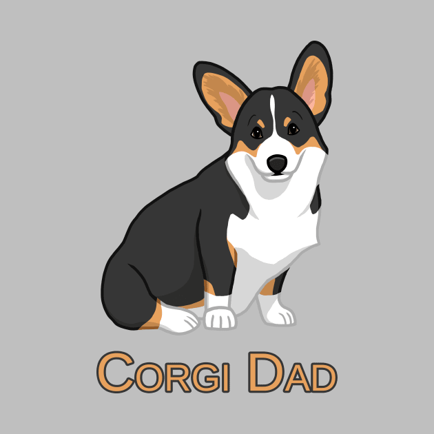 Cute Black Tricolor Pembroke Corgi Dog Dad by csforest