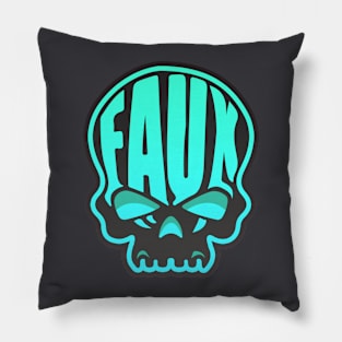 Faux Skull - Cyan Pillow
