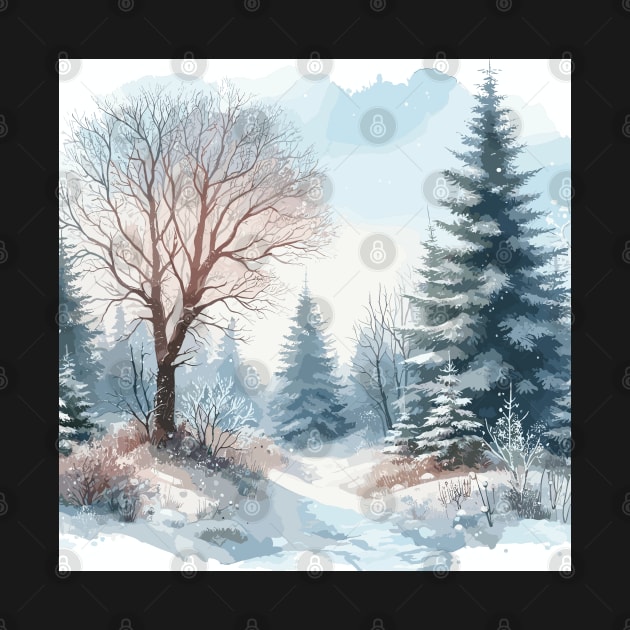 Winter Snowy Trees Winter Landscape by Siha Arts