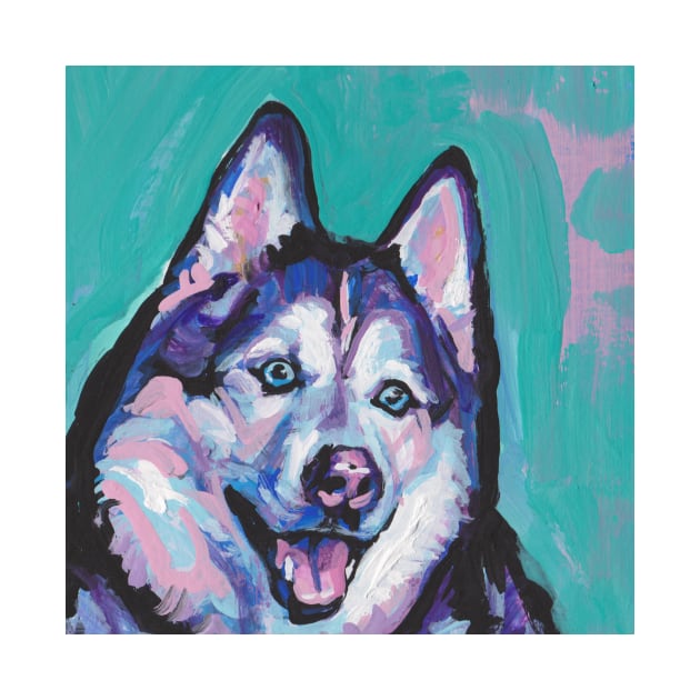 Siberian Husky Bright colorful pop dog art by bentnotbroken11