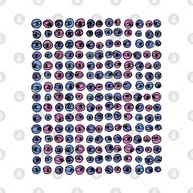 Purple Blue Eyes Modern Decorative Abstract Mosaic Dots Pattern by SubtleSplit