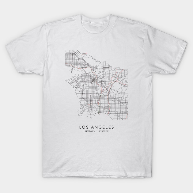 Los Angeles Map Los Angeles T Shirt Teepublic