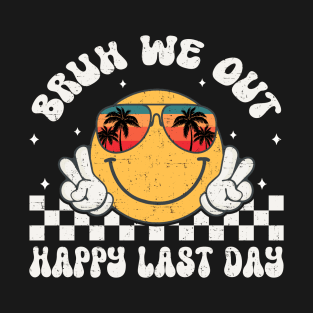 Smile Face Summer Bruh We Out Teachers Groovy Retro Happy Last Day Of School T-Shirt