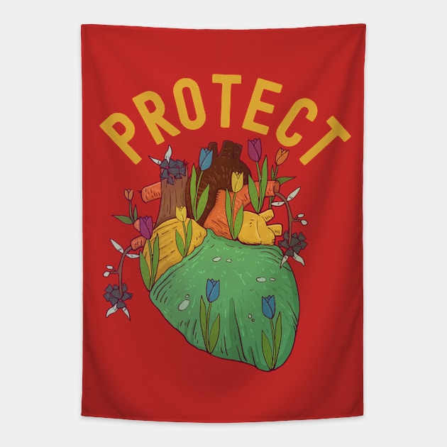 America Go Red Heart Month Awareness Heath Protect Tapestry by alcoshirts