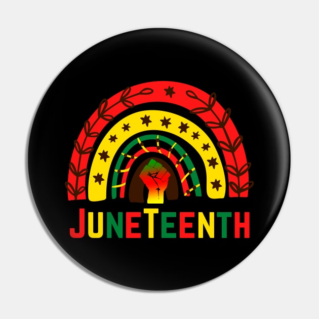 Boho Rainbow Fist Juneteenth, Cute African American Pride Gift Pin by JustBeSatisfied