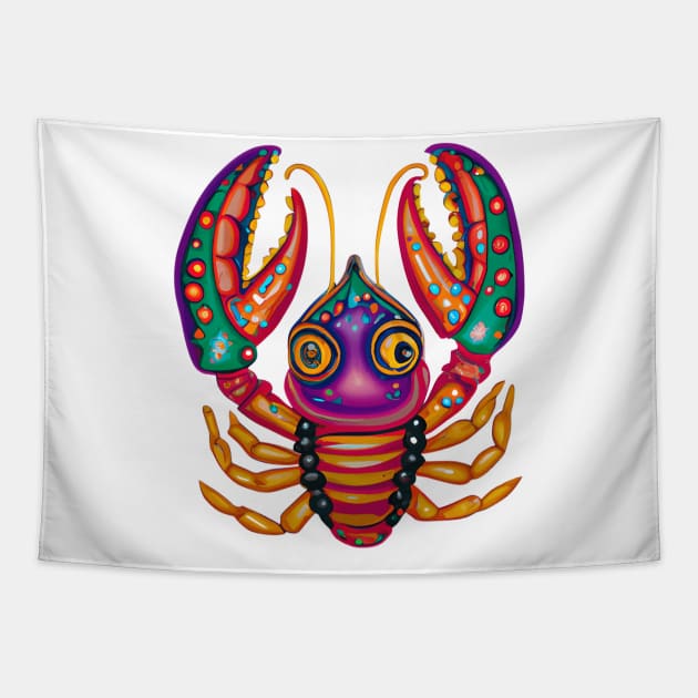 Mardi Gras Crawfish #4 Tapestry by Chromatic Fusion Studio