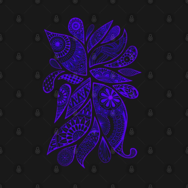 Abstract Zentangle Swirls Design (indigo on black) by calenbundalas