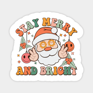 Stay Merry and Bright Retro Groovy Santa claus Christmas gift Magnet