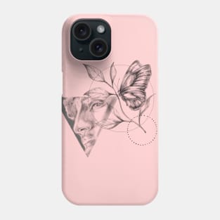 David of Michelangelo with butterfly and leaf Phone Case