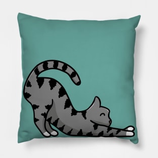 2D grey cat stretching Pillow