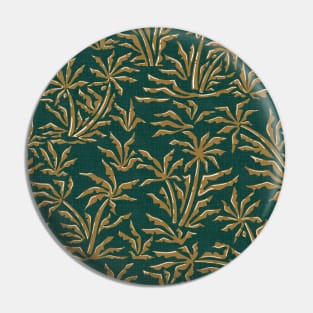Vintage Tropical Jungle / Golden Brown Palms on Emerald Green Pin
