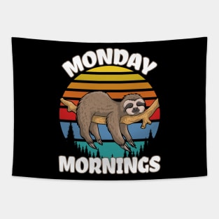 Funny Sloth on Monday Morning, Cute Lazy Relaxing Humor Gift Tapestry