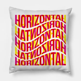 Horizontal Waves Typography (Magenta Yellow Red) Pillow