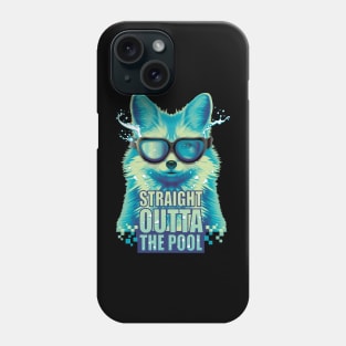 Straight outta the pool fox swimmer jumping into the water Phone Case