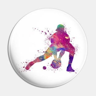 Baseball Catcher Colorful Watercolor Silhouette Pin