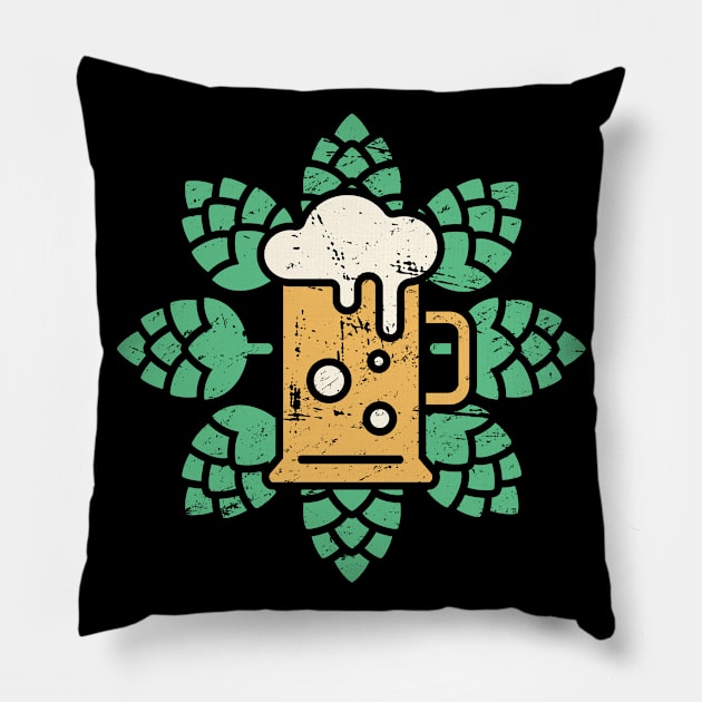 Retro Craft Beer Hops Pillow by Wizardmode