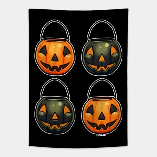 Black and Orange Pumpkin Buckets Tapestry