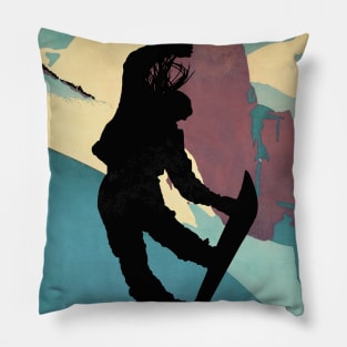 Snowboarding Betty morning light Pillow