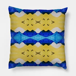 Blue & Yellow Abstract Pillow