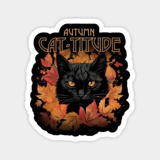 Autumn Cat Cat-Titude Halloween Season Magnet