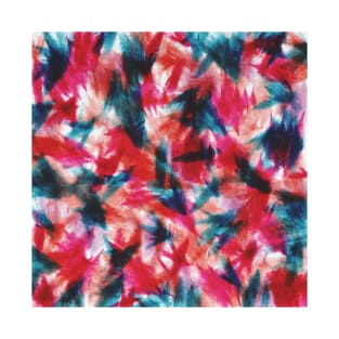 Tropical Hawaiian Abstract Tiki Tie Dye Red Pink Teal Coral T-Shirt