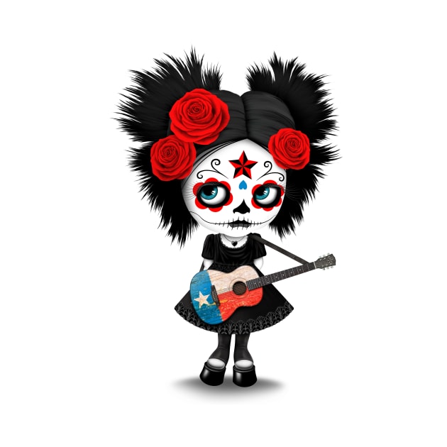 Sugar Skull Girl Playing Texas Flag Guitar by jeffbartels