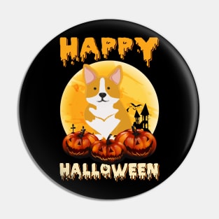 Corgi Scary Pumpkin Moon Halloween Costume Pin