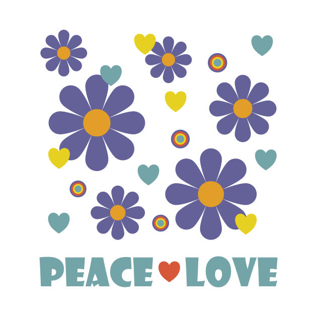 Peace Love 1970s Purple Flower Power by OrchardBerry