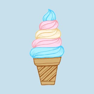 LGBTQIA+ Transgender Pride Flag Soft Serve Ice Cream Cone T-Shirt