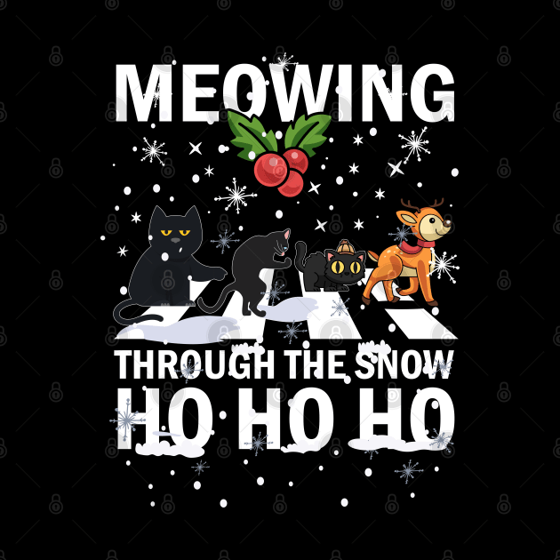 Meowing Through The Snow Cats Crossing Roads Crosswalk Pun by alcoshirts