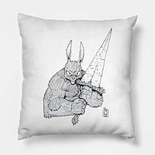 Bunny Warrior b&w Pillow