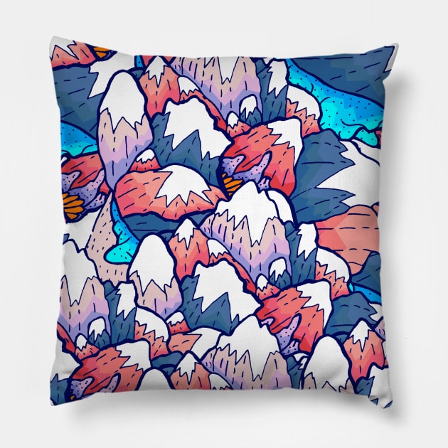 The lakes and peaks Pillow by Swadeillustrations