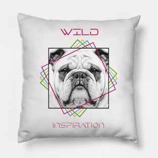 English Bulldog Dog Wild Nature Animal Illustration Art Drawing Pillow