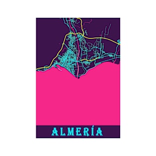 Almería Neon City Map, Almería Minimalist City Map Art Print T-Shirt