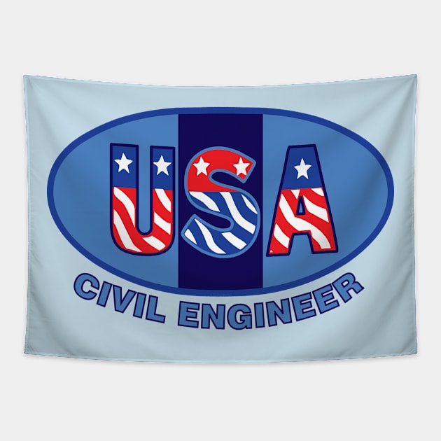 Patriotic Civil Engineer Tapestry by Barthol Graphics