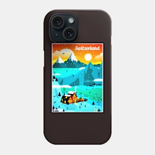 Switzerland Ski Resort Travel and Tourism Advertising Print Phone Case