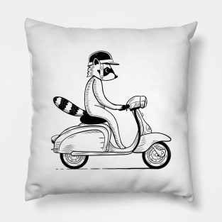 raccoon on scooter Pillow