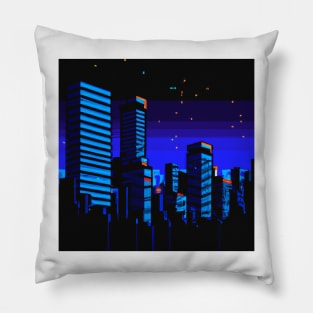 Pixel art cyberpunk cities 4 Pillow