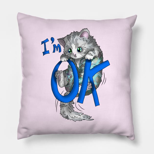 wise cat Im ok Pillow by cuisinecat