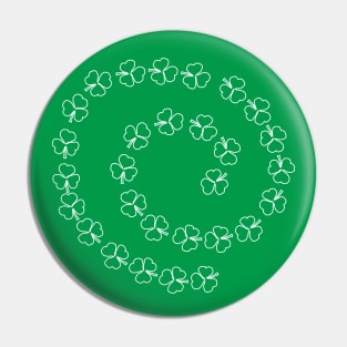 Small Shamrock White Line Spiral St Patricks Day Pin