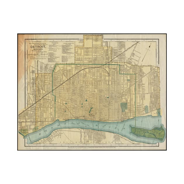 Vintage Map of Detroit Michigan (1895) by Bravuramedia