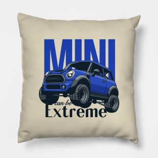 Car mini retro offroad extreme blue Pillow